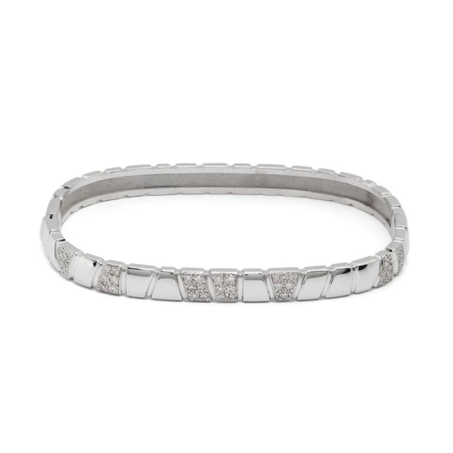 Bracelets Loyal.e Paris | Bangle Bracelet Ride & Love Semi-Pave - 18K White Gold - Loyal.E Paris