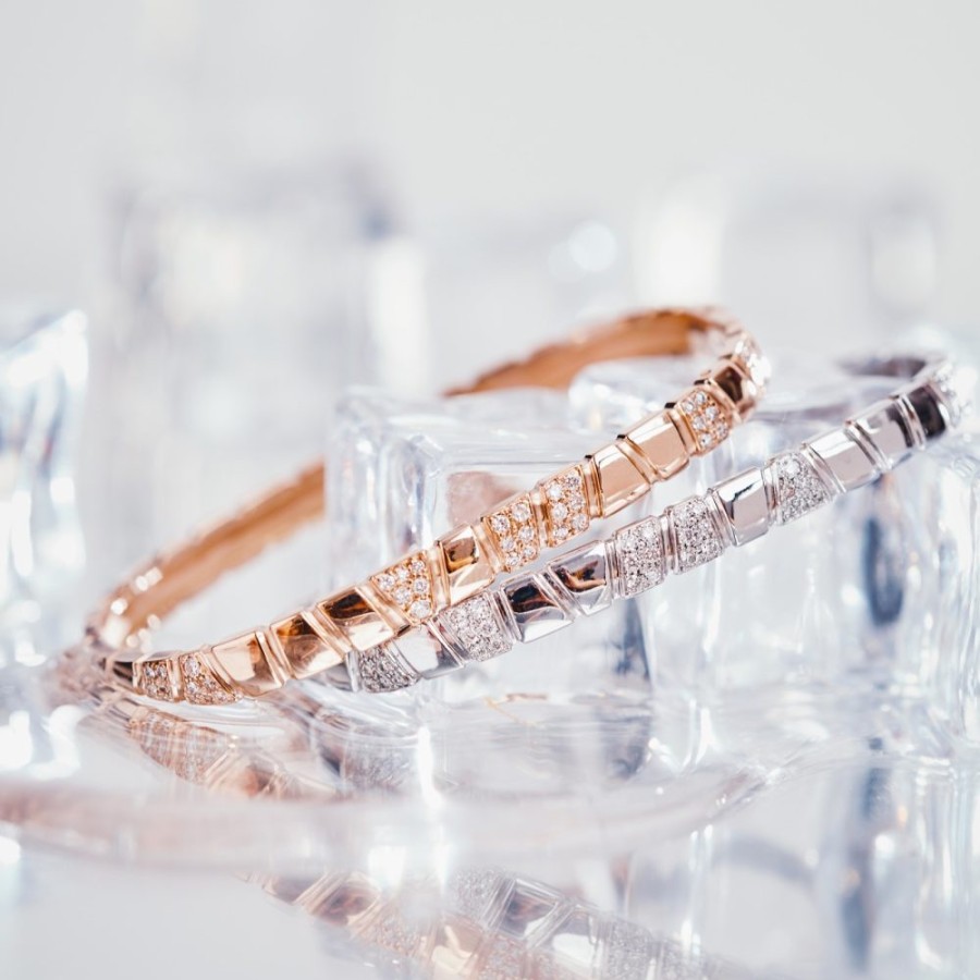 Bracelets Loyal.e Paris | Bangle Bracelet Ride & Love Semi-Pave - 18K White Gold - Loyal.E Paris