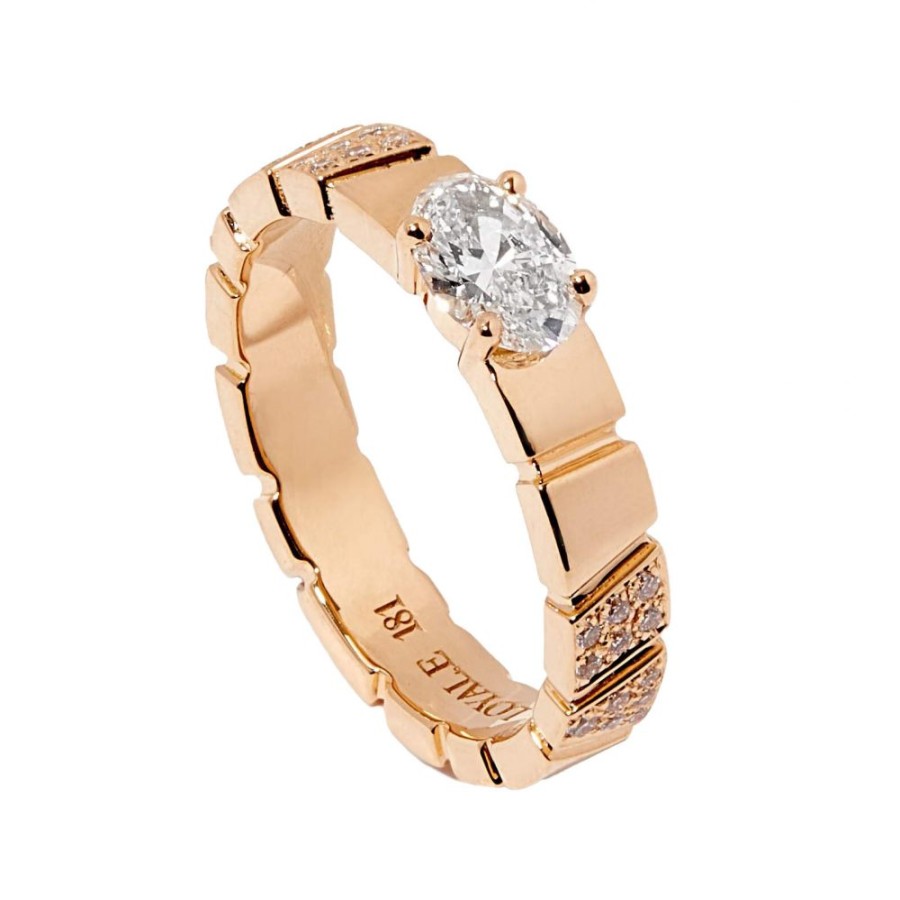 Rings Loyal.e Paris | Ring Ride & Love Semi-Pavee 0.5Ct Oval - 18K Loyal.E Paris