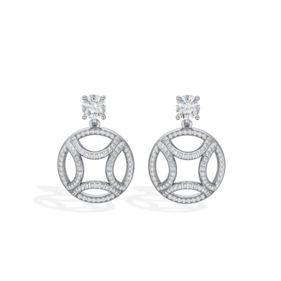 Earrings Loyal.e Paris | Pendant Earrings Perpetuel.Le X2 Pavees - 18K Loyal.E Paris